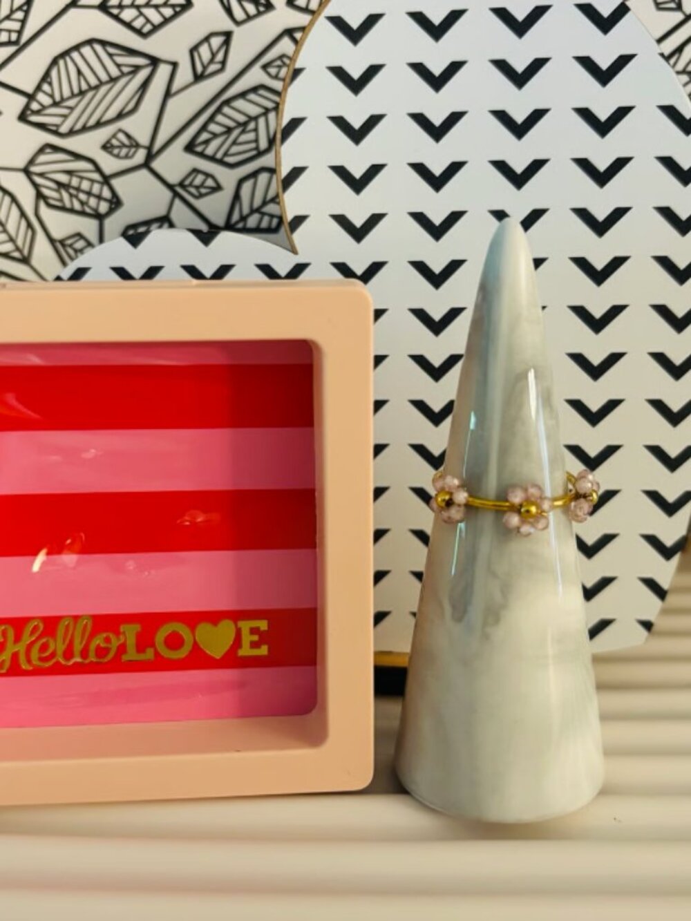 Hello Love Dainty Flower Ring - adjustable